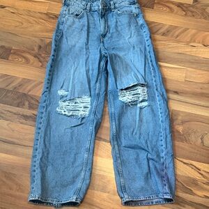 Divided Women's Blue Distressed Wide Leg Jeans